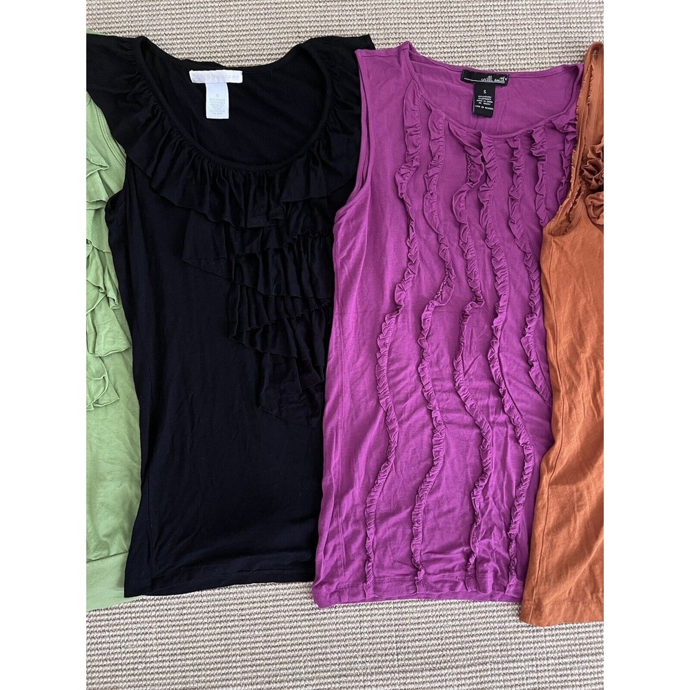7 Anthropologie J Crew Sleeveless Short Sleeve Ruffle Top T Shirt Lot S 2 4 6 - Picture 3 of 11